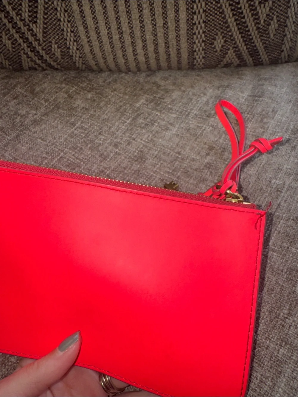 Fossil Bright Pink Leather Wristlet Card Holder with Key Charm